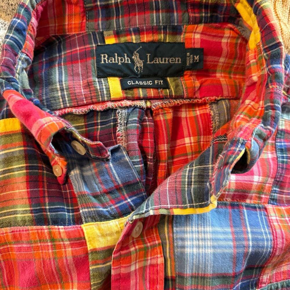 Ralph Lauren Classic Fit Multicolor Madras Patchwork Button-Down Shirt - Picture 4 of 4